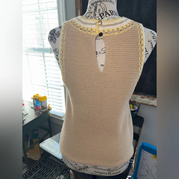 Ann Taylor Crochet Halter Shell Top in the color "Camel Multi". - Picture 4 of 6